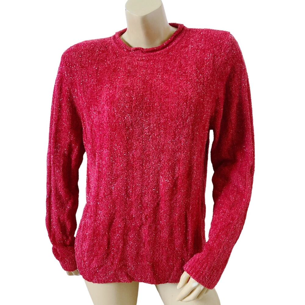 Classic Elements Sparkly Red Holiday Sweater Wome… - image 1